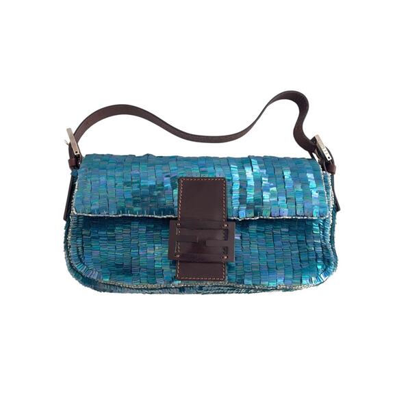 Vintage Fendi Blue Sequin Baguette - Picture 1 of 9